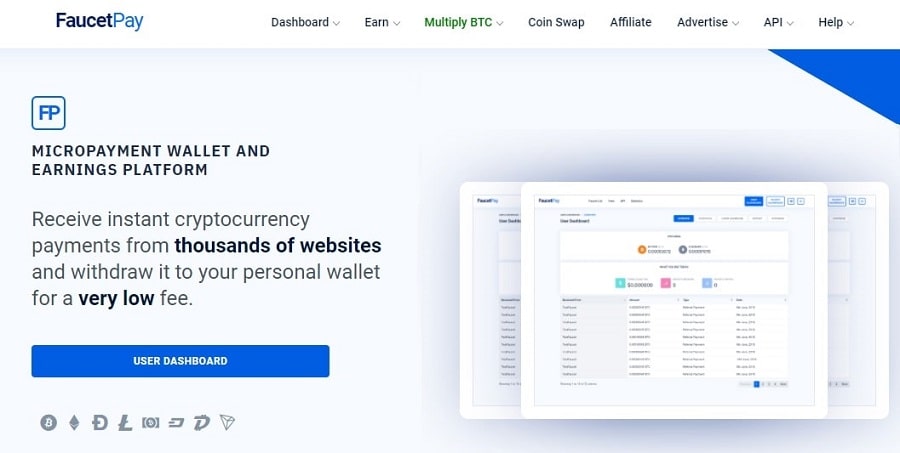 Главная страница сайта FaucetPay